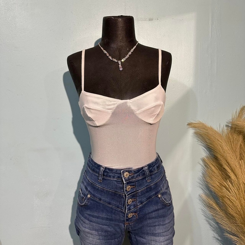 Forever 21 Baby Blue Mesh Cami Bodysuit size Small